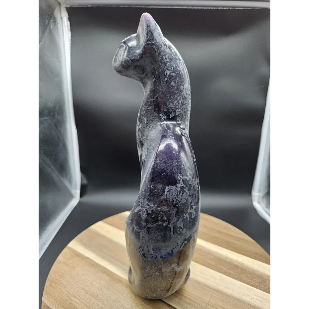 Vintage MCM Standing‎ Purple Cat Candle ~ Halloween